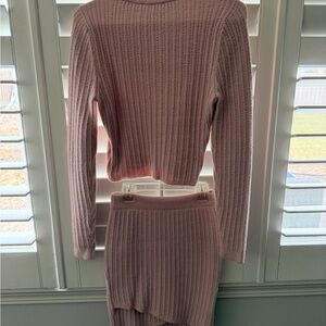 Express Blush Ribbed Knit Skirt Set